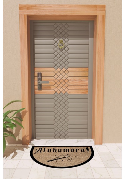 Rugmood Modern Dijital Paspas Kahverengi Alohomora Paspas - Kapı Önü Paspası