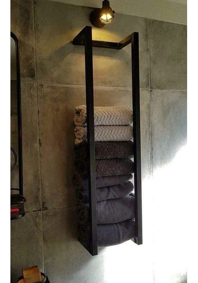 Dione Store Metal Banyo Rafı Havluluk Duvar Rafı Siyah