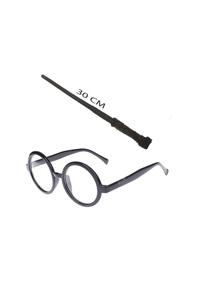 Go İthalat Harry Potter Asası 30 Cm Ve Siyah Çerçeveli Harry Potter Gözlüğü Seti