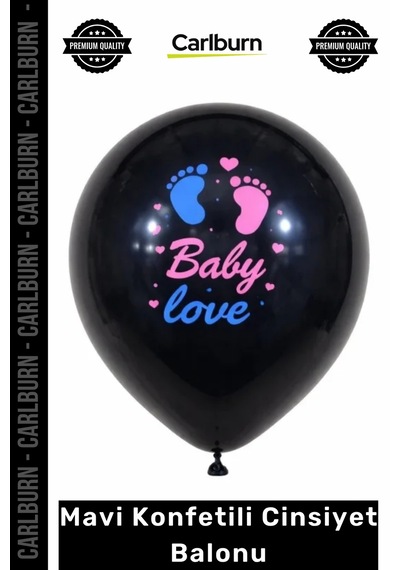 Özel Üretim Siyah Opak Latex Baby Love Baskılı Gender Reveal Helyum Mavi Konfetili Cinsiyet Balonu 465322