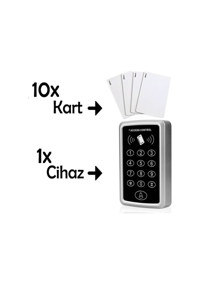 Sonex Rfid Şifreli Kapı Kilidi - Kartlı Geçiş Kontrol Sistemi -10 Adet Kart