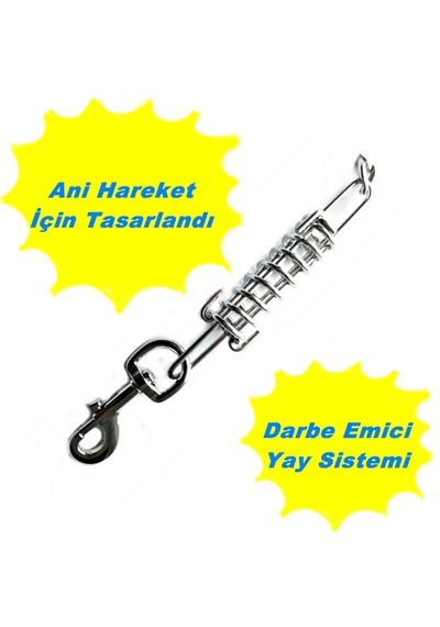 Kuvvetli Büyük Irk İçin Soft Darbe Emici Yaylı Köpek Gezdirme Tasması 4mm-64 Cm Mavi