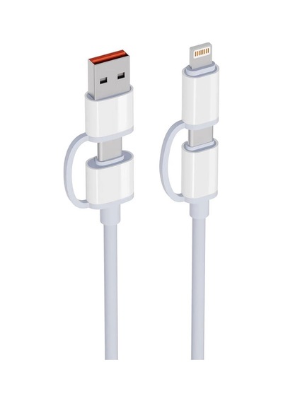 Beyaz 4in1 Süper Hızlı Şarj Kablosu 65w Şarj Usb'den Type-c'/lightning'e Type-c'den Type-c/lightning