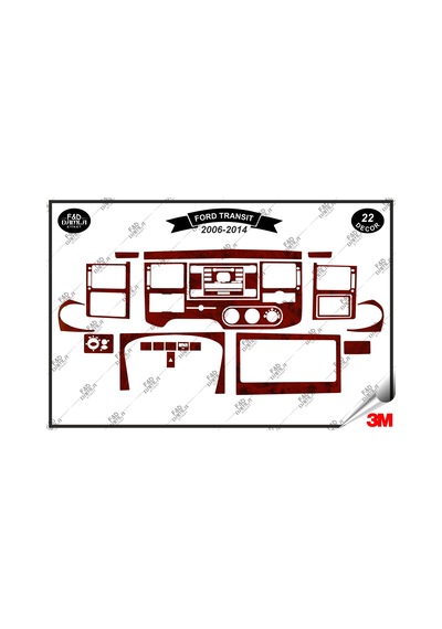 Ford Transit 2006-2014 Torpido Konsol Trim Göğüs Maun Kaplama Set 22 Parça Maun