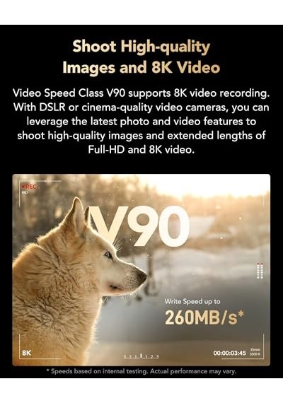 Kart 256 Gb 205 Mb S'ye Kadar Okuma 140mb S Yazma Sdxc Uhs-ı Hafıza Kartı Sınıf 10 U3 V30 Profesyonel Fotoğrafçıl