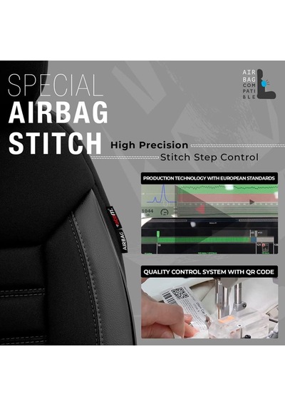 Limited Design Ortopedik Ekstra Destekli Oto Koltuk Kılıfı Tam Set Siyah-gri