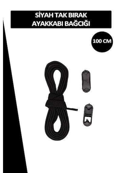 Dopar Elastik Siyah Akıllı Bağcık Tak Bırak Ayakkabı Bağcığı 100cm