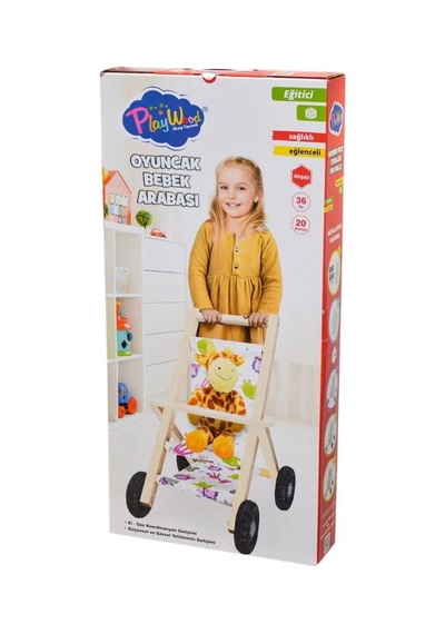 Mey İthalat Ony-386 Ahşap Oyuncak Bebek Arabası -onyıl