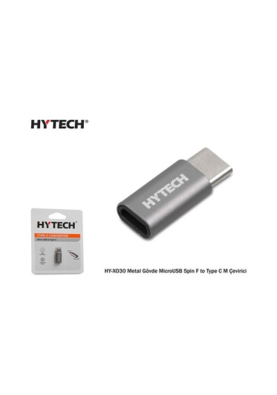 Hytech Hy-Xo30 Gümüş Metal Gövde Microusb 5Pin F To Type C M Çev