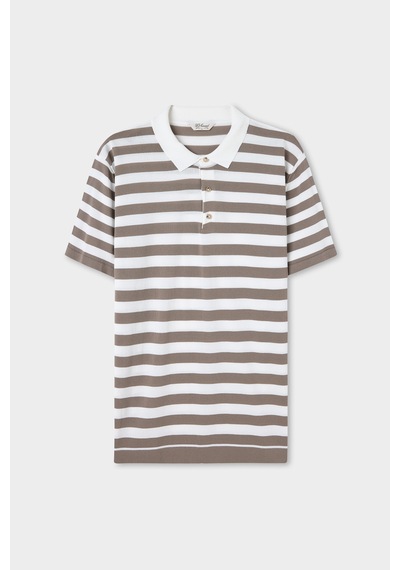 D's Damat Ds Damat Regular Fit Vizon Çizgili Yazlık Rayon Triko T-shirt 4hc060112010m V01