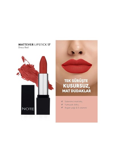 Cosmetics Mattever Lipstick 17 Dress Red Yarı Mat Saten Bitişli Ruj, Kızıl Kahverengi Diğer Cosmetics Mattever Lipstick 17 Dress Red Yarı Mat Saten Bitişli Ruj, Kızıl Kahverengi Diğer