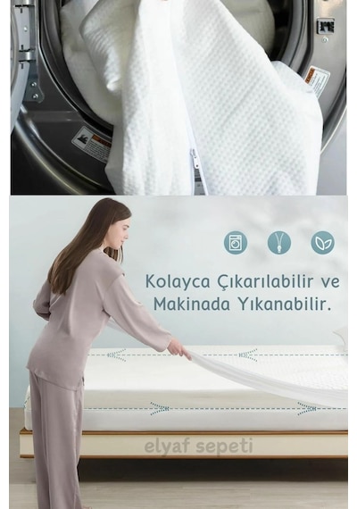 Aloe Vera Fermuarlı Yatak Kılıfı, Yatak Pedi&şiltesi Kılıfı, Yıkanabilir, Beyaz.yükseklik Belirtiniz.