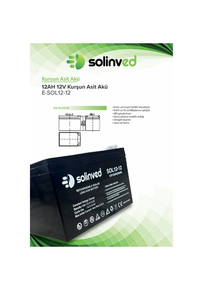 12v 12ah Ups Ve Alarm Aküsü 10 Adet