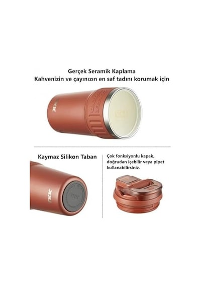 Tkk 630ml Pipetli/pipetsiz Kullanım Askılı Paslanmaz Çelik Termos Kahve Mug Matara Diğer
