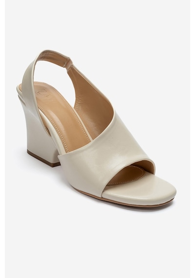 Luvishoes Zyra Ekru Cilt Kadın Dolgu Topuklu Ayakkabı