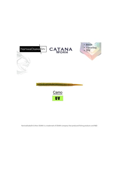 Naniwaosakashi Catana Worm 8cm 10pcs - Camo