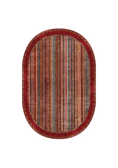 Rovigo Home Dijital Baskı Yıkanabilir Kaymaz Taban Oval Salon Halısı RVG7223-HT647 Çok Renkli