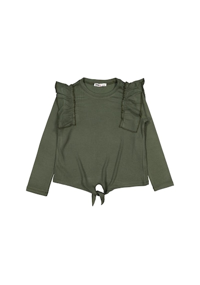 Civil Girls Omuz Fırfırlı 6-9 Yaş Sweatshirt - Haki