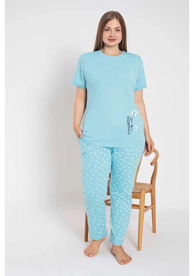 Senfoni Kadın Büyük Beden Bisiklet Yaka Kısa Kol Pamuklu Pijama Takımı 6083 -1 Adet Turkuaz Senfoni Kadın Büyük Beden Bisiklet Yaka Kısa Kol Pamuklu Pijama Takımı 6083 -1 Adet Turkuaz
