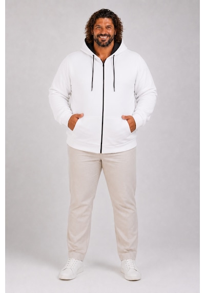 Moc Grande Mocgrande Büyük Beden Unisex Kapüşonlu 3ip Sweat 11701 Ekru