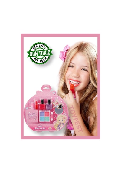 Sürülebilir Mini Makyaj Seti - Far + Ruj + Oje + Aksesuarlar Hepsi Bir Arada Kuaför Set - 3 Yaş +