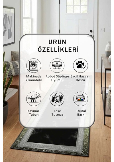 Ehl-179 Yıkanabilir Yolluk Siyah