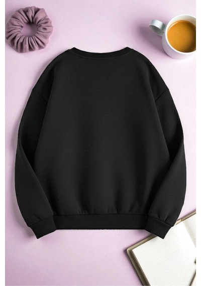 Uyguntarz Unisex Fantastic Baskılı Oversize Sweatshirt siyah