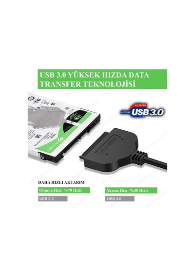 Usb 3.0 To 2.5 Inç Sata Hdd Ssd Çevirici Veri Kurtarma Kablosu