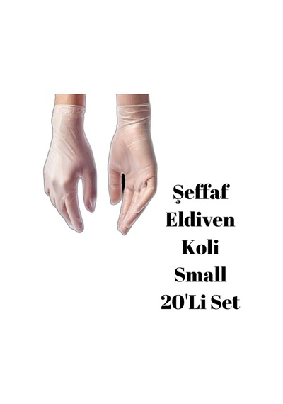 Şeffaf Pudrasız Vinil Muayene Eldiveni Pudrasız 100 Lük Small Koli 20'li Set - 100