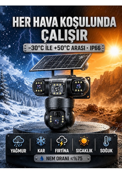V380 Pro 4g Sım Kartlı 4k 3 Lensli Güneş Enerjili Ptz Güvenlik Kamerası Ultra Hd Dış Mekan Kamera