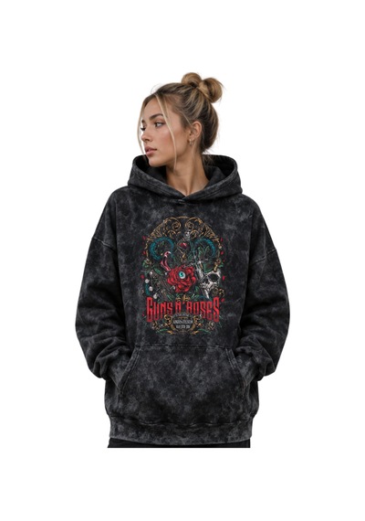 Sevbano Guns N' Roses Rock Metal Müzik Grubu Baskılı Unisex Oversize Prem Siyah