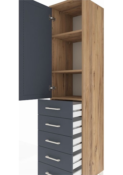 Hyperion Dolap 3 Raflı 5 Çekmeceli Tek Kapaklı 44x44x195 Çam-... Çam