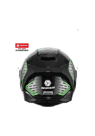 Scoyco FF-871 Exorcısm Güneş Vizörlü Şeffaf Cam Kapalı Motosiklet Kaskı Beyaz - Siyah - Yeşil