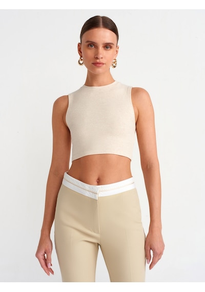 Dilvin Crop Top Bej Melanj