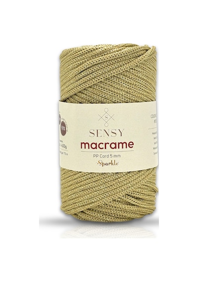 Sensy 5 Mm - Simli 400 Gr Polyester Makrome Ipi Hardal 75 M Polyester Makrome Ip Supla Ip Ve Çanta Ipliği
