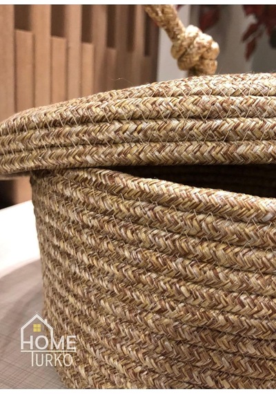 Jüt, Hasır Kapaklı Sepet, El Dokuması, Çok Amaçlı Depolama Mutfak Sepeti, Banyo Sepeti. Jüt Diğer