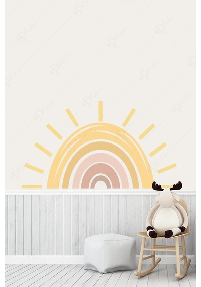 MSticker Büyük Güneş Gökkuşağı Çocuk Bebek Odası Sticker