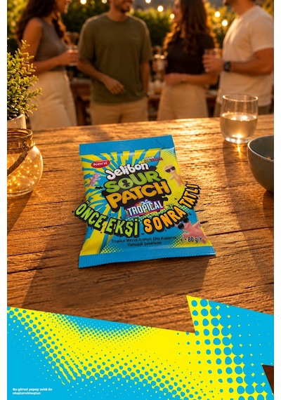 Kent Jelibon Sour Patch Tropikal Meyve Aromalı Yumuşak Şekerleme 24 x 80 G