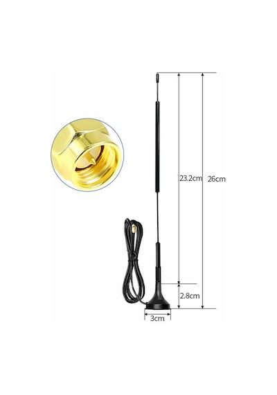 868mhz Dış Mekan Anten Sma Erkek 1 Metre Kablo 26cm 6dbi 50ohm Mıknatıslı Lora Gsm Wifi Sma Rf Sinya
