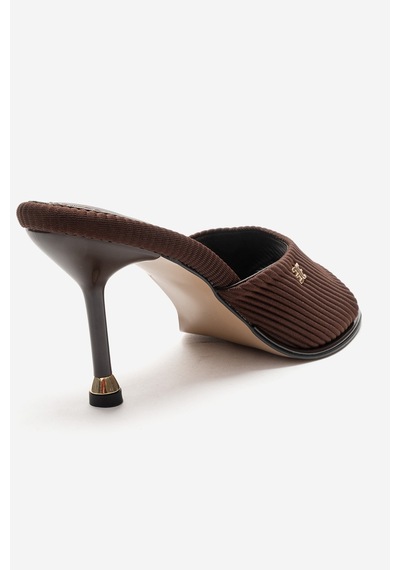 Luvishoes Wendy Kahverengi Kadın İnce Topuklu Terlik Kahverengi