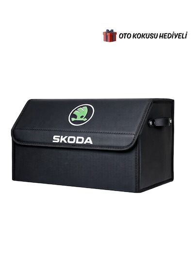 Skoda Marka Logolu Oto Bagaj Organizer Çanta Oto Bagaj Çantası 2 Bölmeli Suni Deri Boyutlar : 48 Cm X 31 Cm X 29 Cm
