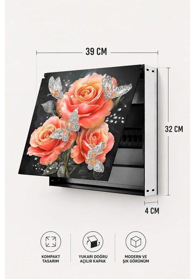Tr Dekoratif Sigorta Kutusu Kapağı 39x32 Cm Açılır Kapaklı Elektrik Panosu Gizleme Paneli Ss024