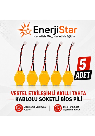 Vestel Etkileşimli Faz-2 Akıllı Tahta Cr2032 Kablolu Soketli Bios Pili 5 Adet