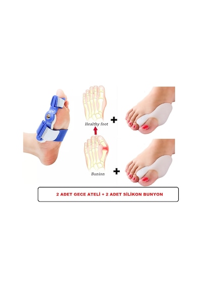 HALLUKS  VALGUS GECE ATELİ MAVİ SİLİKON BUNYON SETİ 2 adet