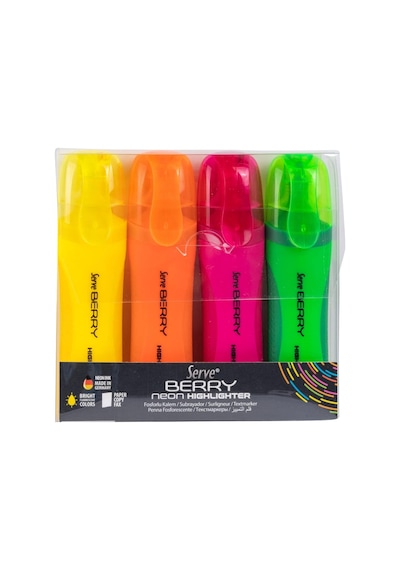 Sv-brfkp4fr Berry Fosforlu Kalem, Neon, 4&apos Lü Paket 103 Ivory