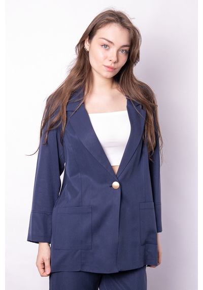 Kadın Baharlık Kumaş Rahat Kesim Yakalı Cepli Kolu Katlamalı Boyfriend Blazer Ceket-lacivert Lacivert Kadın Baharlık Kumaş Rahat Kesim Yakalı Cepli Kolu Katlamalı Boyfriend Blazer Ceket-lacivert Lacivert