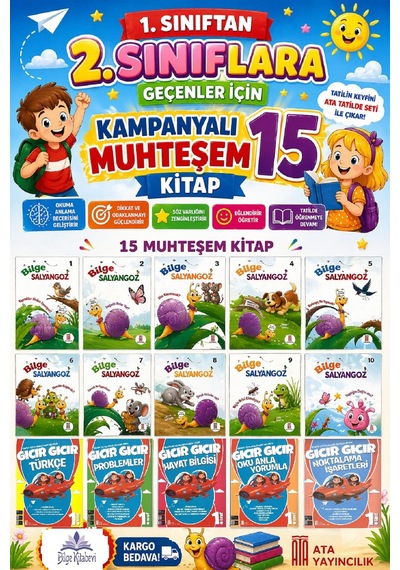1. Sınıftan 2.sınıfa Geçenler İçin Kampanyalı Muhteşem 15 Kitap Yaz Tatil Seti