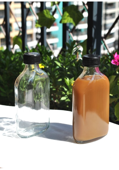 2'li Cam Şeffaf Cold Brew Şişesi Sızdırmaz Siyah Plastik Kapaklı