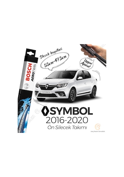 Renault Symbol Muz Silecek Takımı 2016-2020 Bosch Aerotwin