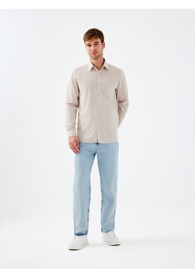 LOFT Relax Fit Erkek Gömlek U.kol Lf2039307 Q1.v1 Bej